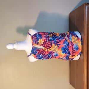 Kathy Ireland Halter One Piece Swim Suit Swimming Tummy Panel Sz 16